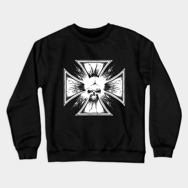 Iron Cross Skull Crewneck Sweatshirt by wildsidecomix